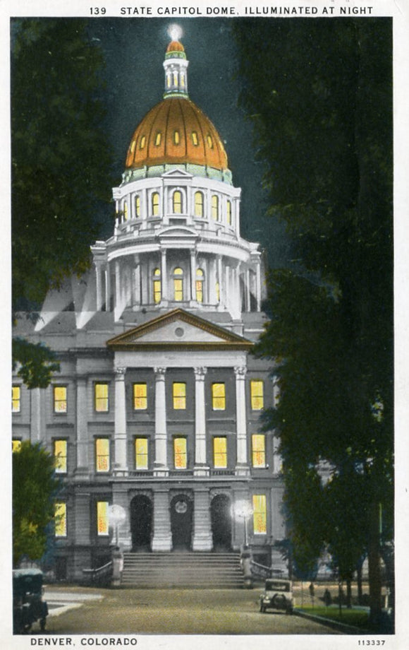 State Capitol Dome Illuminated at Night, Denver, CO - Carey's Emporium
