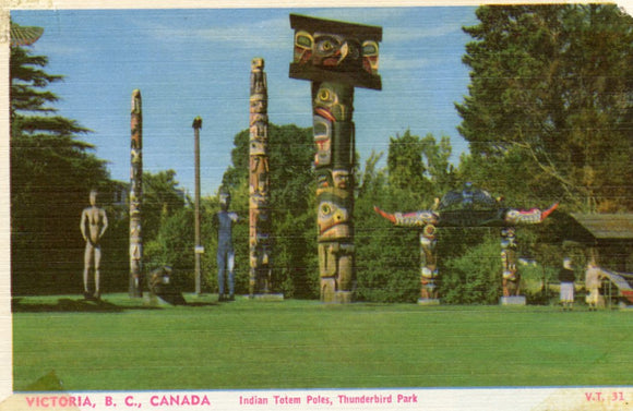 Indian Totem Pole, Thunderbird Park, Victoria, B. C., Canada - Carey's Emporium