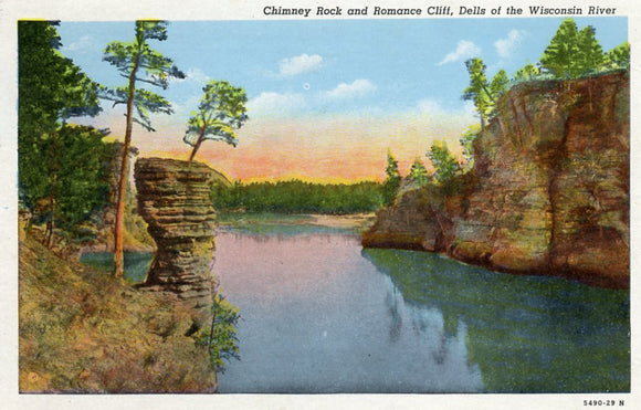 Chimney Rock and Romance Cliff, Dells of the Wisconsin River, WI - Carey's Emporium