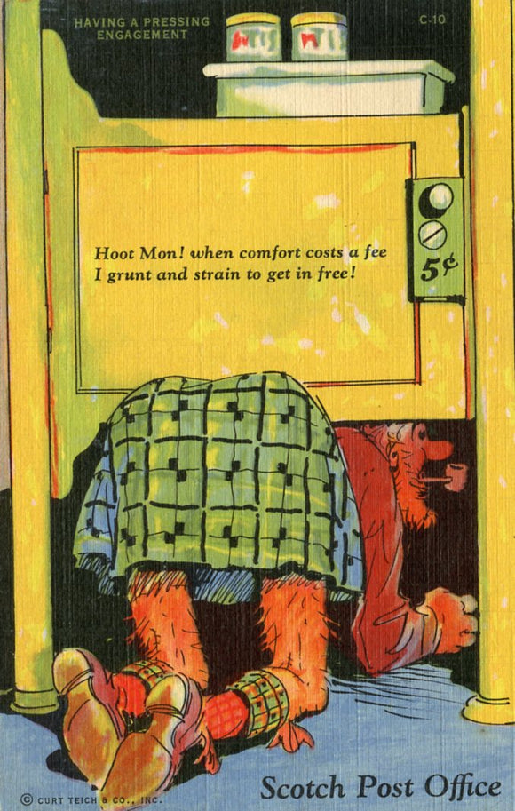 Scotch Post Office.  Hoot Mon! When Comfort Costs a Fee I Grunt and Strain to Get in Free! - Carey's Emporium