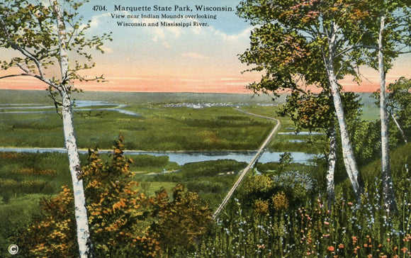 View near Indian Mounds overlooking Wisconsin and Mississippi River, Marquette State Park, WI - Carey's Emporium