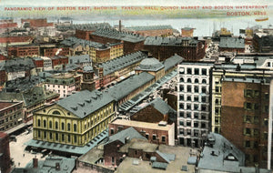 Panoramic View of Boston East, Showin Fanuel Hall, Quincy Market and Boston Waterfront, Boston, MA - Carey's Emporium