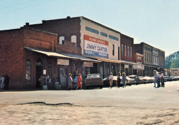 View of Plains showing the Peanut Patch and Peanut Museum next to Carter-Mondale press Headquarters - Carey's Emporium