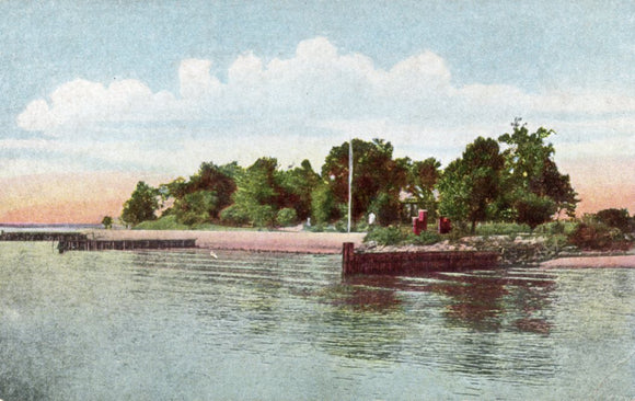 View of Jamestown Island from River Showing Sea Wall Erected by U. S. Government - Carey's Emporium