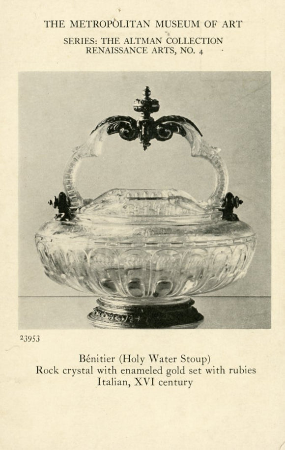 Benitier (Holy Water Stoup) Rock Crystal with Enameled Gold Set with Rubies, Italian, XVI Century - Carey's Emporium