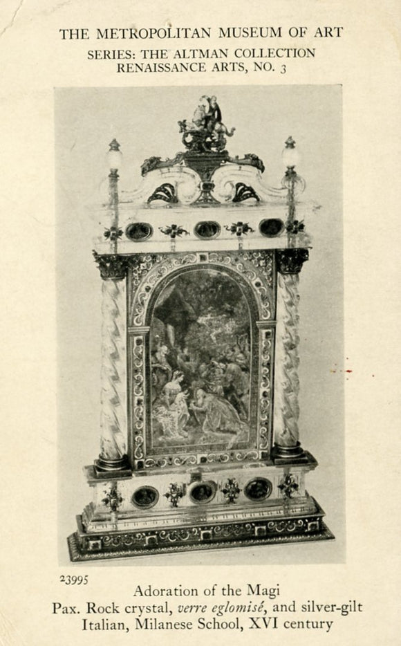 Adoration of the Magi, Pax. Rock Crystal, verre eglomise, and Silver-Gilt, Italian, Milanese School, XVI Century - Carey's Emporium
