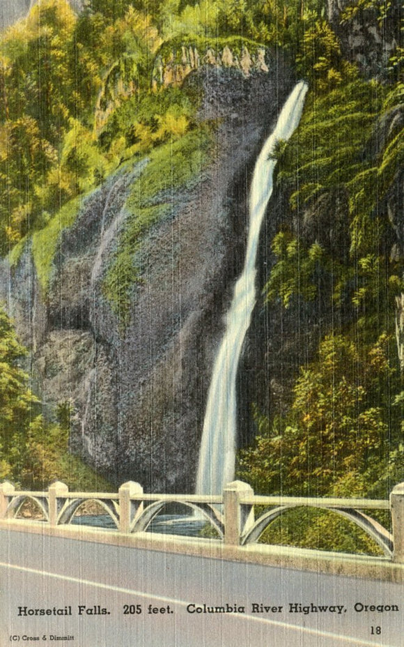Horsetail Falls, 205 Feet, Columbia River Highway, OR - Carey's Emporium