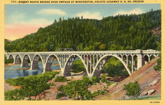 Robert Booth Bridge over Umpqua at Winchester, Pacific Highway U. S. 99, OR - Carey's Emporium