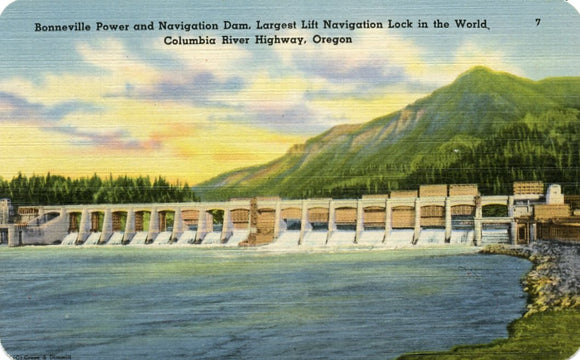 Bonneville Power and Navigation Dam, Largest Lift Navigation Lock in the World, Columbia River Highway, OR - Carey's Emporium