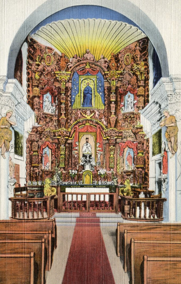 Interior of Old Mission San Xavier Del Bac, Founded 1692 by Father Kino, Tucson, AZ - Carey's Emporium