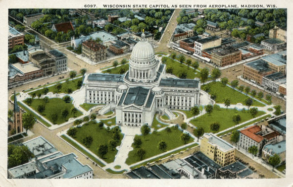 Wisconsin State Capitol as Seen From Aeroplane, Madison, WI - Carey's Emporium