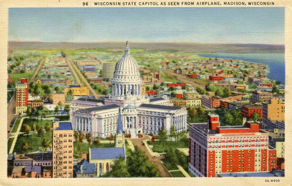Wisconsin State Capitol as Seen From Airplane, Madison, WI - Carey's Emporium