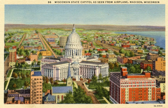 Wisconsin State Capitol as Seen From Airplane, Madison, WI - Carey's Emporium