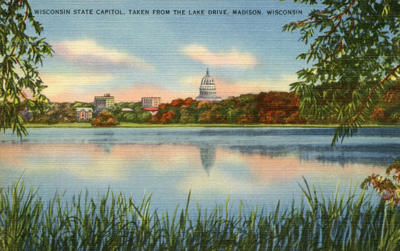 Wisconsin State Capitol, Taken from the Lake Drive, Madison, WI - Carey's Emporium