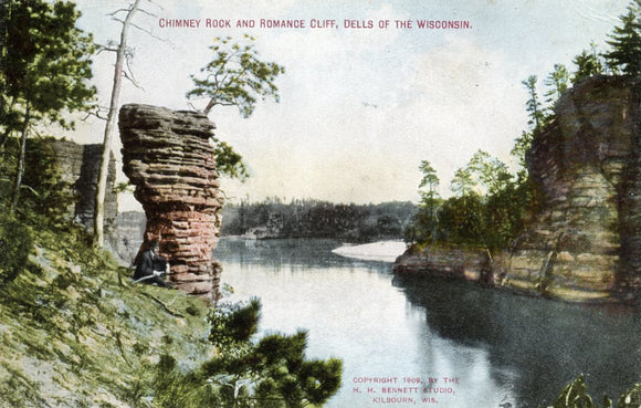 Chimney Rock and Romance Cliff, Dells of the Wisconsin, WI - Carey's Emporium
