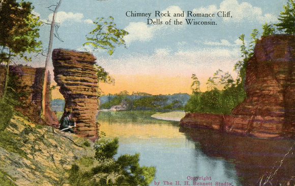 Chimney Rock and Romance Cliff, Dells of the Wisconsin, WI - Carey's Emporium
