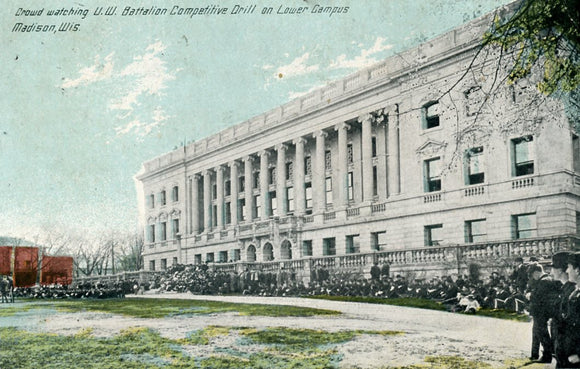 Crowd Watching U. W. Battalion Competitive Drill on Lower Campus, Madison, WI - Carey's Emporium