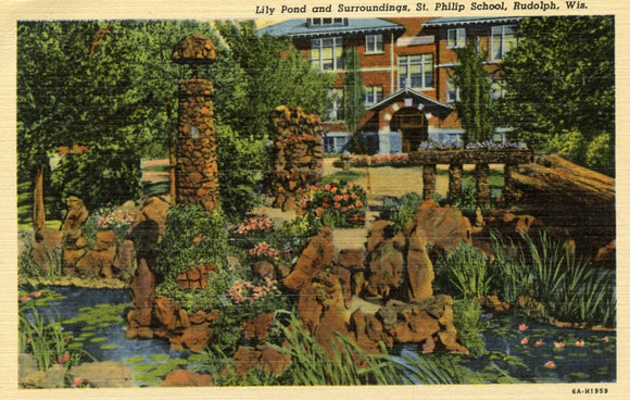Lily Pond and Surroundings, St. Philip School, Rudolph, WI - Carey's Emporium