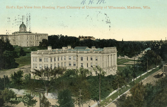 Bird's Eye View from Heating Plant Chimney of University of Wisconsin, Madison, WI - Carey's Emporium