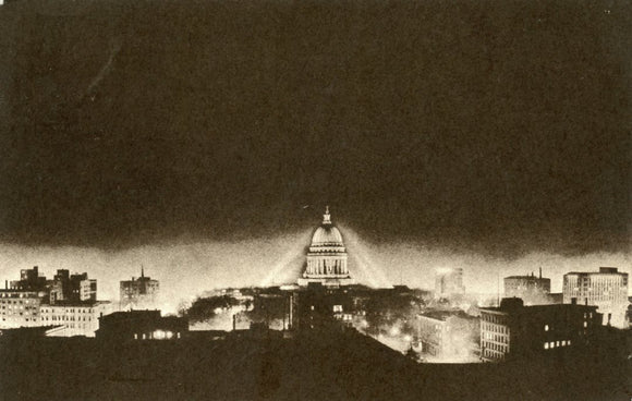 Capitol Square and Surrounding Business District at Night, Madison, WI - Carey's Emporium