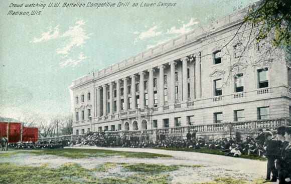 Crowd Watching U. W. Battalion Competitive Drill on Lower Campus, Madison, WI - Carey's Emporium