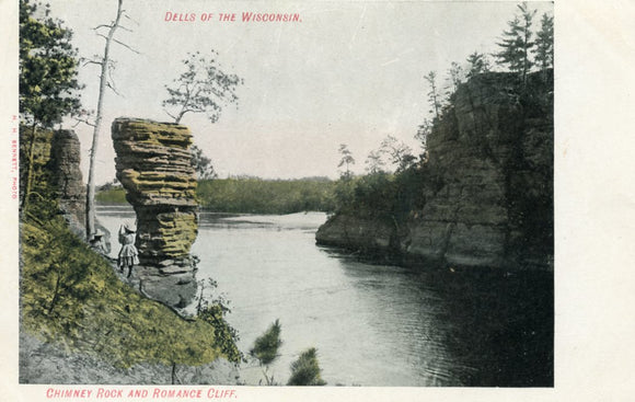 Chimney Rock and Romance Cliff, Dells of the Wisconsin, WI - Carey's Emporium