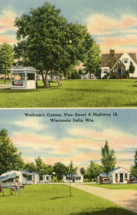 Wolfram's Cabins, Vine Street and Highway 16, Wisconsin Dells, WI - Carey's Emporium