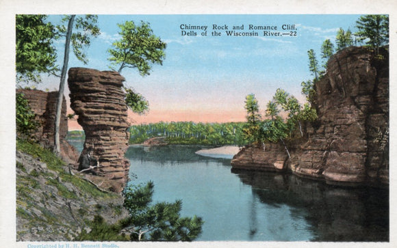 Chimney Rock and Romance Cliff, Dells of the Wisconsin River, WI - Carey's Emporium
