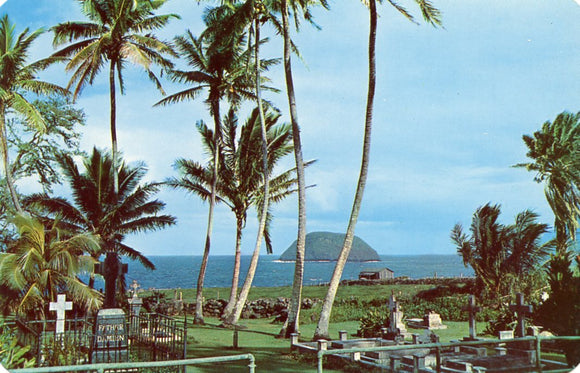Catholic Cemetery, at Kalawao Leper Settlement showing graves of Father Damien and Brother Dutton - Carey's Emporium