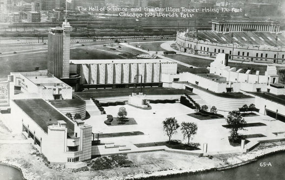 The Hall of Science and the Carillon Tower rising 176 feet, Chicago 1933 World's Fair - Carey's Emporium