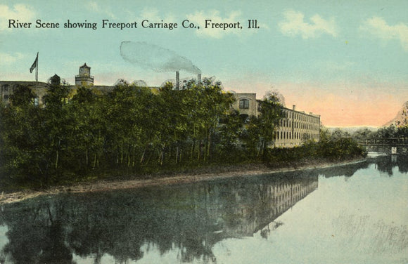 River Scene showing Freeport Carriage Co., Freeport, IL - Carey's Emporium