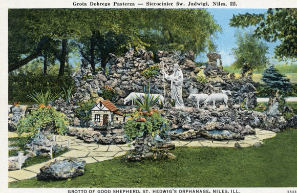 Grotto of Good Shepherd, St. Hedwig's Orphanage, Niles, IL - Carey's Emporium
