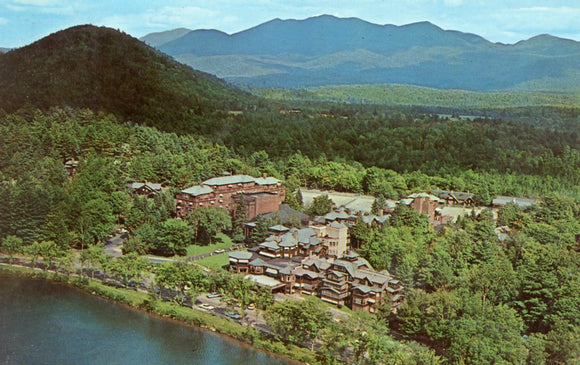 Aerial View of the Famous Lake Placid Club, on Mirror Lake, Lake Placid, NY - Carey's Emporium