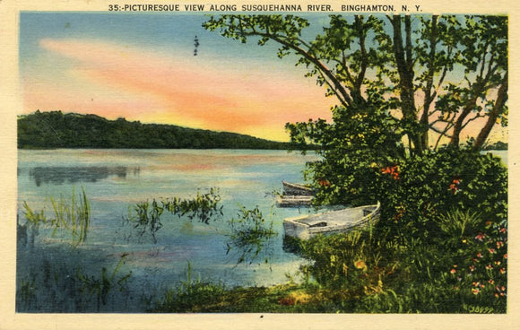 Pisturesque View Along Susquehanna River, Binghamton, NY - Carey's Emporium