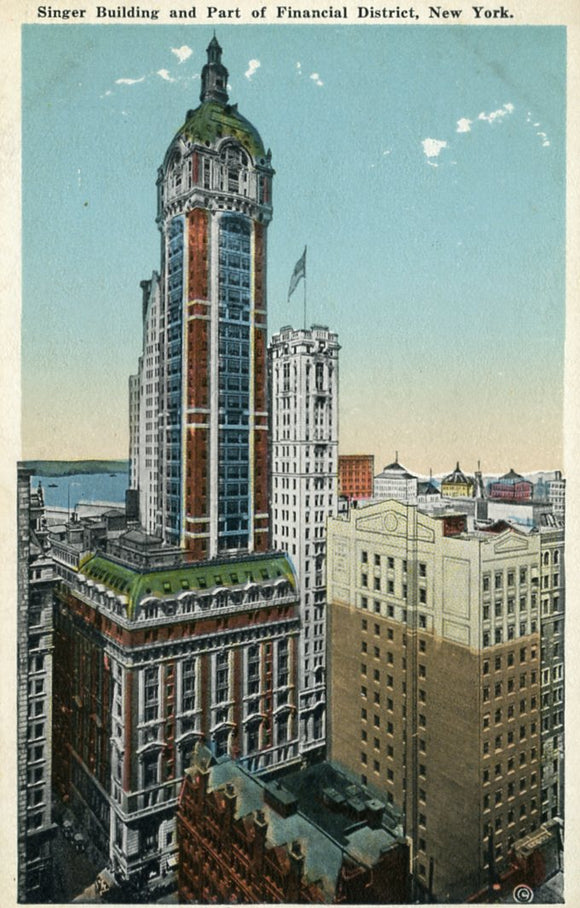 Singer Building and Part of Financial District, New York, NY - Carey's Emporium