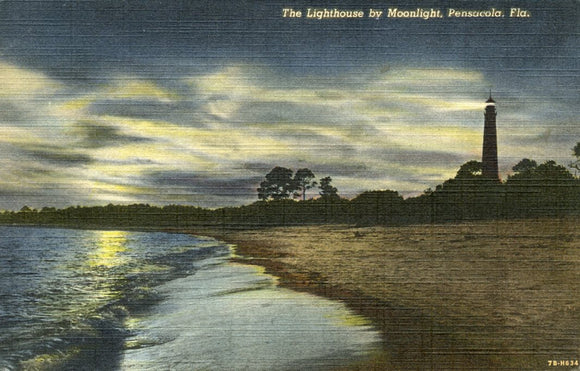 The Lighthouse by Moonlight, Pensacola, FL - Carey's Emporium