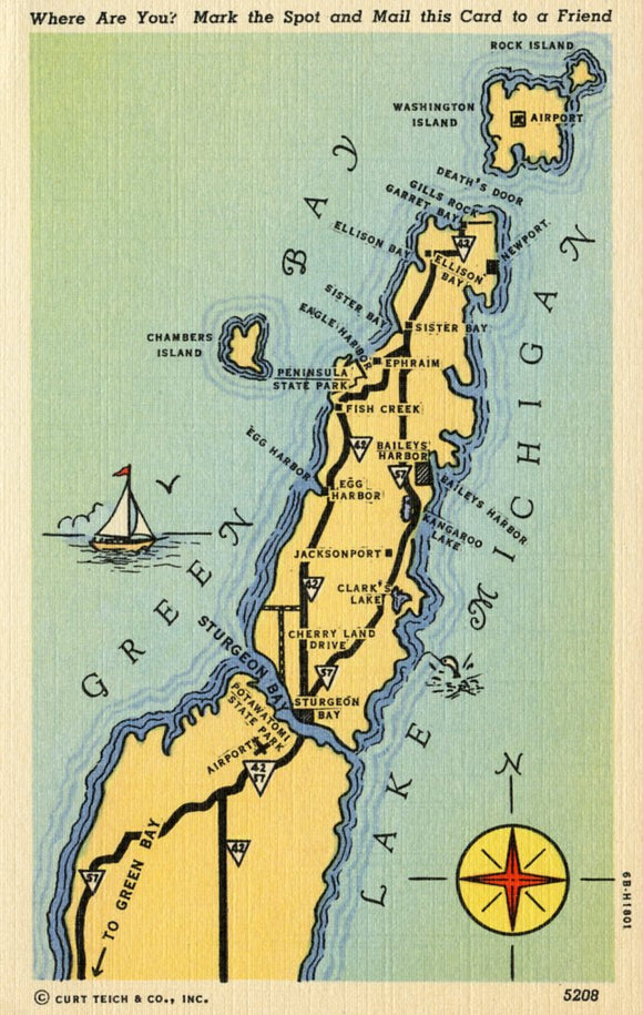 Where are You? Mark the Spot and Mail this Card to a Friend - Carey's Emporium