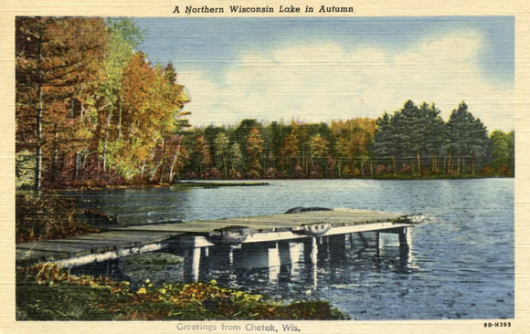 A Northern Wisconsin Lake in Autumn, Greetings from Chetek, WI - Carey's Emporium