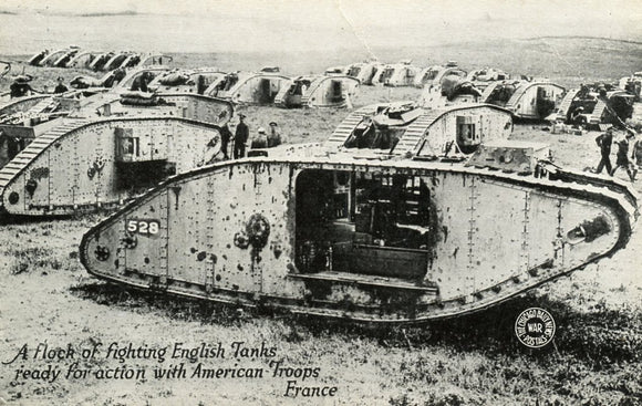 A Flock of Fighting English Tanks, Ready for Action with American Troops, France - Carey's Emporium