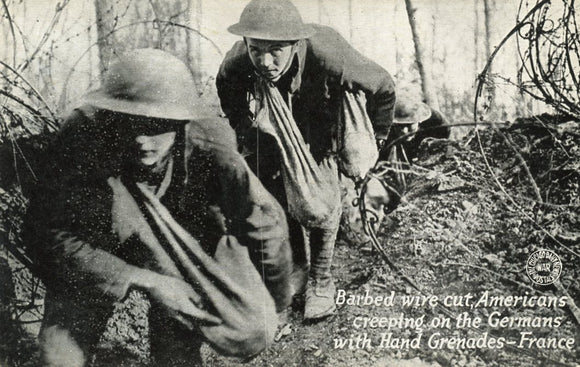 Barbed Wire Cut, Americans Creeping on the Germans with Hand Grenades, France - Carey's Emporium