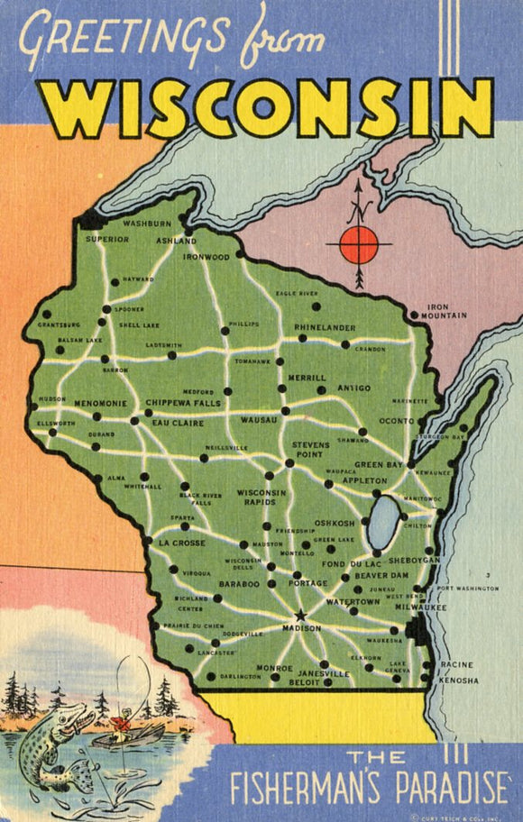 Greetings from Wisconsin, the Fisherman's Paradise - Carey's Emporium