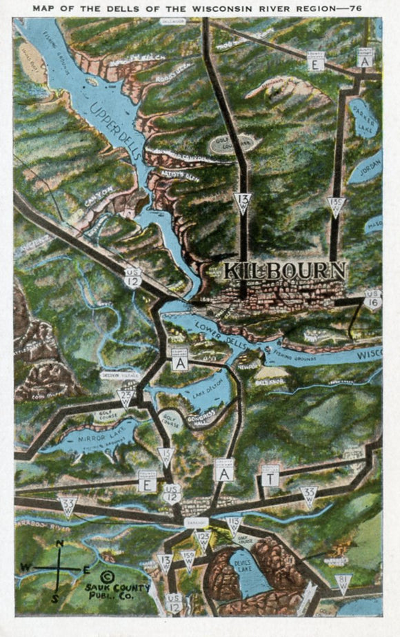 Map of the Dells of the Wisconsin River Rigeon - Carey's Emporium