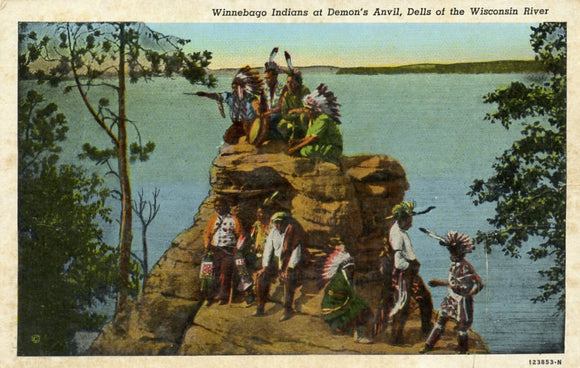 Winnebago Indians at Demon's Anvil, Dells of the Wisconsin River, WI - Carey's Emporium