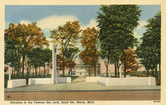 Entrance to the Famous Soo Lock, Sault Ste. Marie, MI - Carey's Emporium