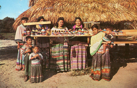 A Family of Seminole Indians on their Reservation in Tropical Florida - Carey's Emporium