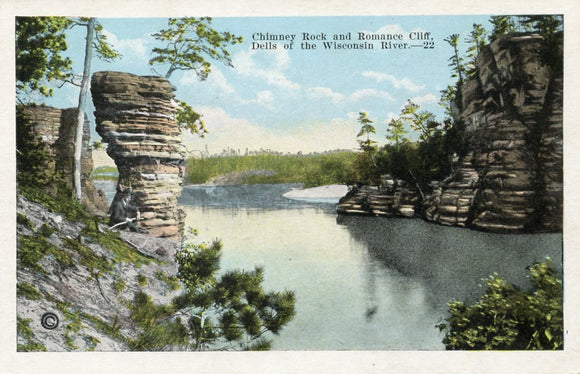 Chimney Rock and Romance Cliff, Dells of the Wisconsin River, WI - Carey's Emporium