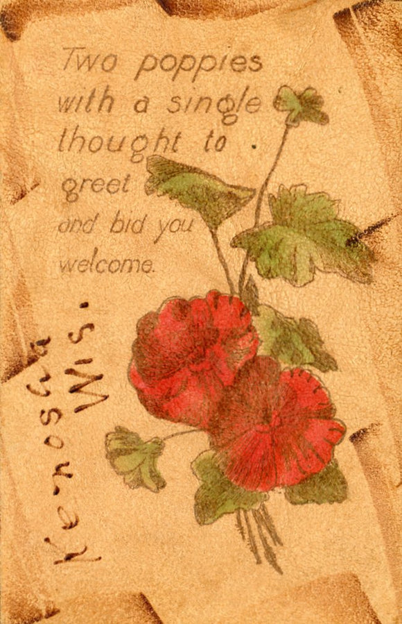 Two Poppies With a Single Thought to Greet and Bid You Welcome, Kenosha, WI - Carey's Emporium