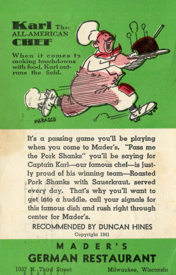 Mader's German Restaurant, 1037 N. Third Street, Milwaukee, WI - Carey's Emporium