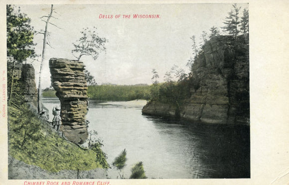 Chimney Rock and Romance Cliff, Dells of the Wisconsin, WI - Carey's Emporium