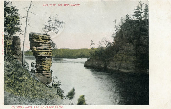 Chimney Rock and Romance Cliff, Dells of the Wisconsin, WI - Carey's Emporium